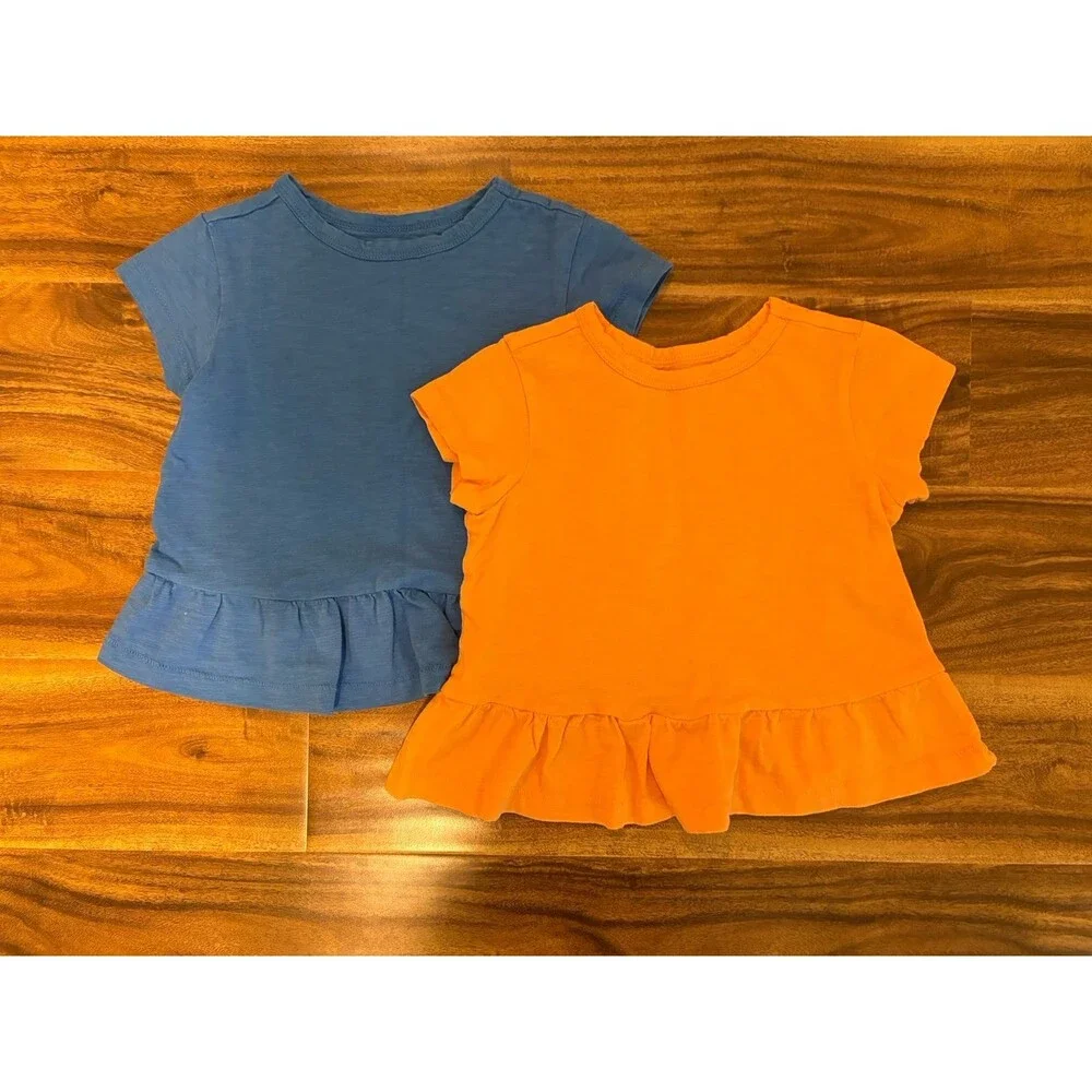 Primary Short Sleeve Swing Tees, Papaya (Orange) and Blueberry, Size 3T